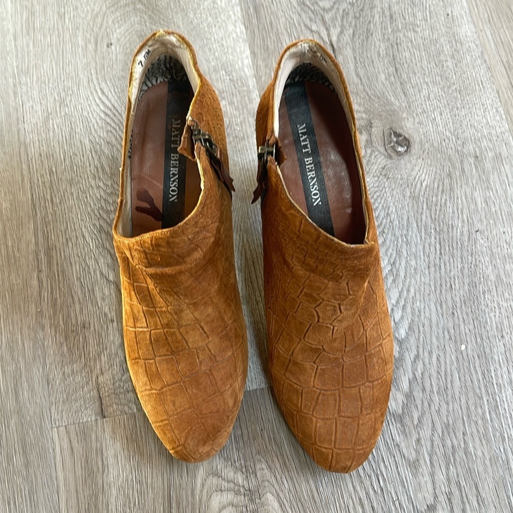 Anthropologie Matt Bernson Croc-Embossed Jagguar Bootie leather 7.5